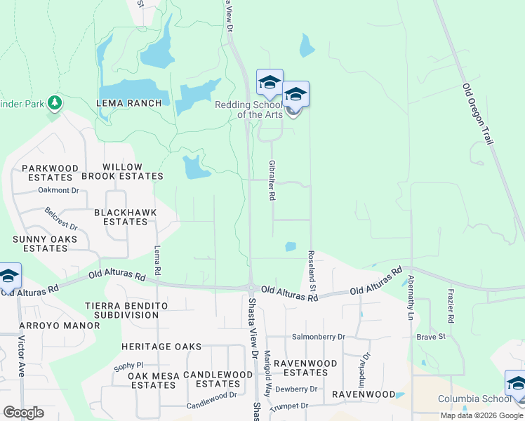 map of restaurants, bars, coffee shops, grocery stores, and more near 1051-1073 Gibralter Road in Redding
