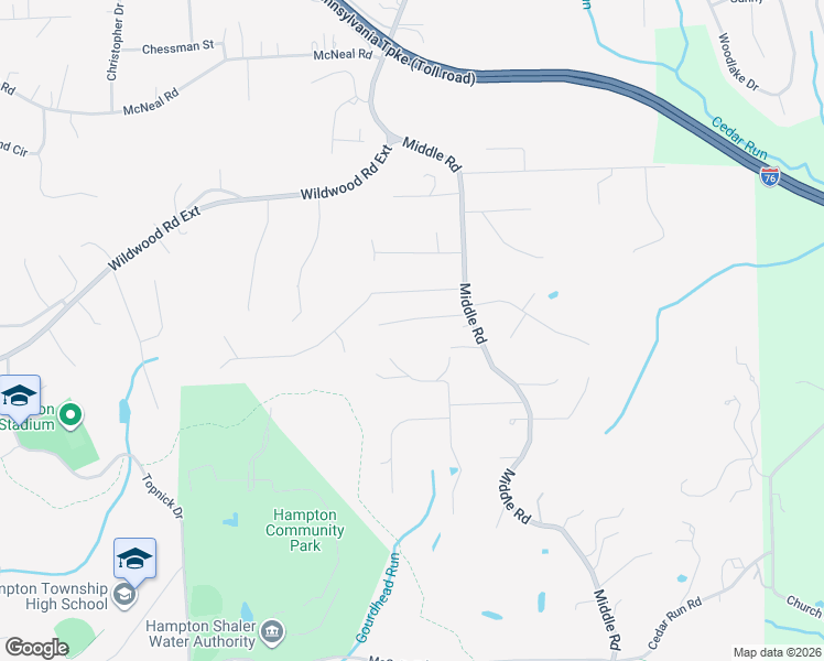 map of restaurants, bars, coffee shops, grocery stores, and more near 4625 Middle Rd in Hampton Township