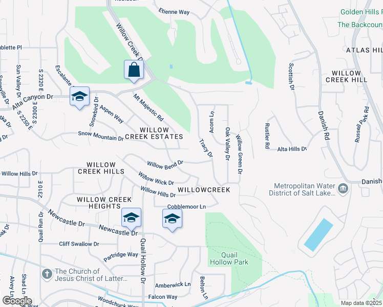 map of restaurants, bars, coffee shops, grocery stores, and more near 2820 Snow Mountain Dr in Sandy
