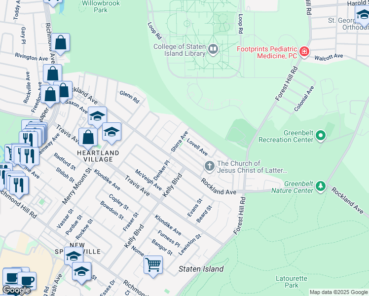 map of restaurants, bars, coffee shops, grocery stores, and more near 17A Mc Divitt Avenue in Staten Island
