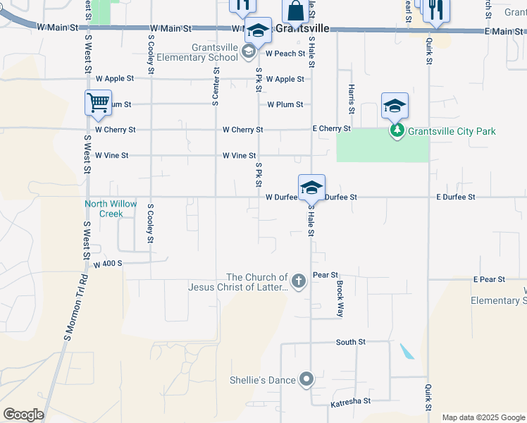 map of restaurants, bars, coffee shops, grocery stores, and more near 313 Park Street in Grantsville