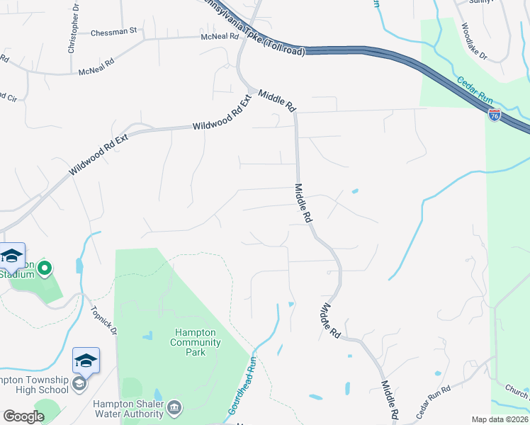map of restaurants, bars, coffee shops, grocery stores, and more near 4625 Middle Road in Hampton Township