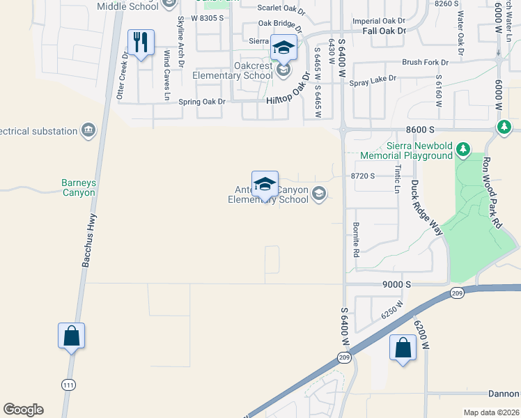 map of restaurants, bars, coffee shops, grocery stores, and more near in West Jordan