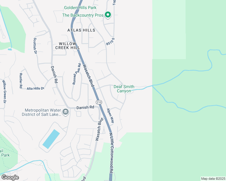 map of restaurants, bars, coffee shops, grocery stores, and more near 8791 Blue Jay Lane in Cottonwood Heights