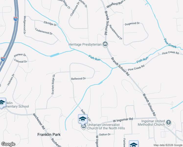 map of restaurants, bars, coffee shops, grocery stores, and more near 2444 Bellwood Dr in Pittsburgh