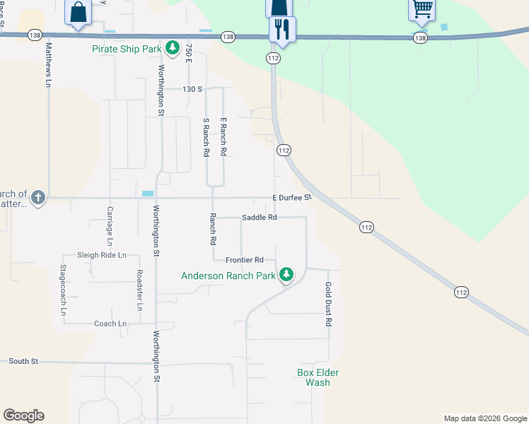 map of restaurants, bars, coffee shops, grocery stores, and more near 791 East Saddle Road in Grantsville