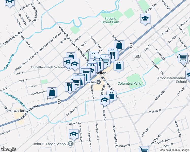 map of restaurants, bars, coffee shops, grocery stores, and more near in Dunellen