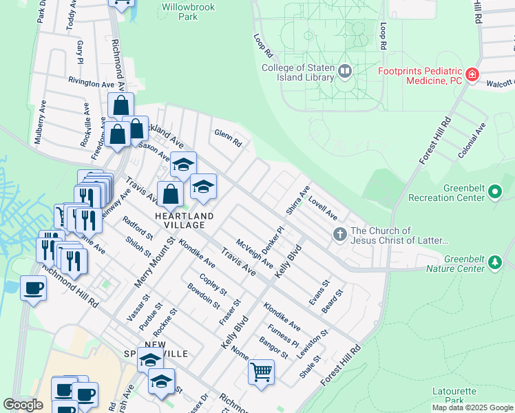map of restaurants, bars, coffee shops, grocery stores, and more near 1104 Rockland Avenue in Staten Island