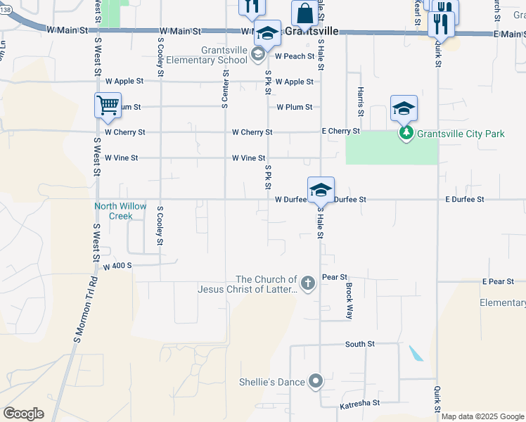 map of restaurants, bars, coffee shops, grocery stores, and more near 313 Park Street in Grantsville
