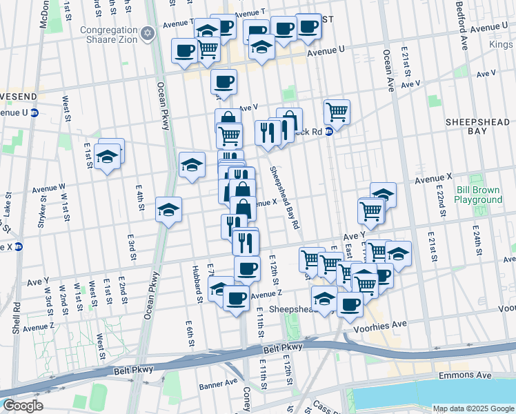 map of restaurants, bars, coffee shops, grocery stores, and more near in Brooklyn