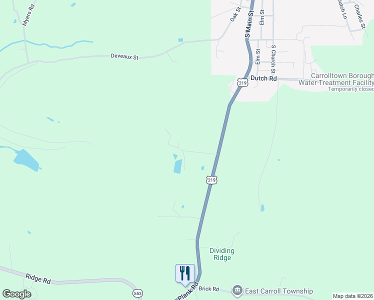 map of restaurants, bars, coffee shops, grocery stores, and more near Cricket Lane in Carrolltown