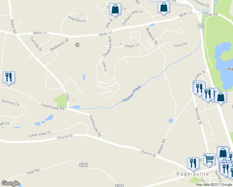 map of restaurants, bars, coffee shops, grocery stores, and more near 8326 Willow Run in Fogelsville
