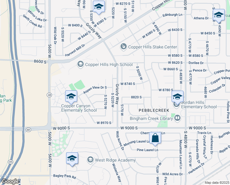 map of restaurants, bars, coffee shops, grocery stores, and more near 8793 South Mount Vista Drive in Taylorsville