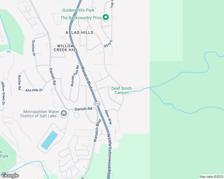 map of restaurants, bars, coffee shops, grocery stores, and more near 8791 Blue Jay Lane in Cottonwood Heights