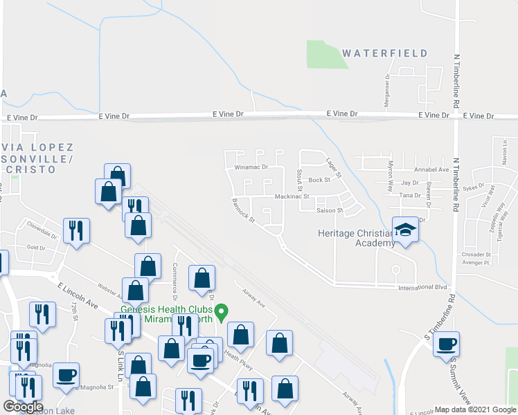 map of restaurants, bars, coffee shops, grocery stores, and more near 310 Newaygo Drive in Fort Collins