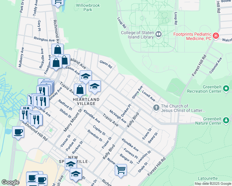 map of restaurants, bars, coffee shops, grocery stores, and more near 1104 Rockland Avenue in Staten Island