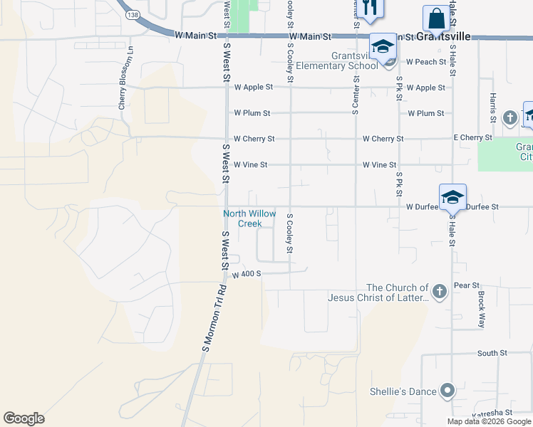 map of restaurants, bars, coffee shops, grocery stores, and more near 317 South Severe Street in Grantsville