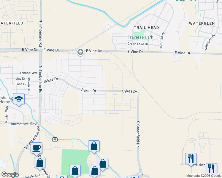 map of restaurants, bars, coffee shops, grocery stores, and more near 3051 Sykes Drive in Fort Collins