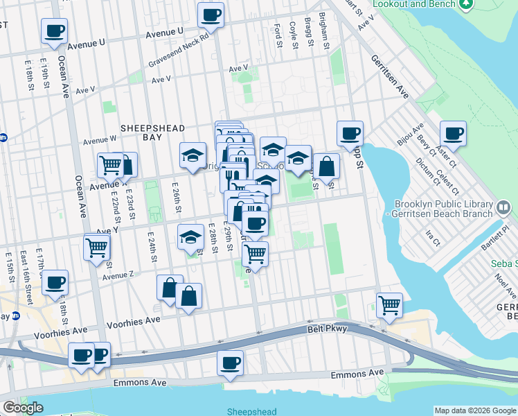 map of restaurants, bars, coffee shops, grocery stores, and more near in Brooklyn