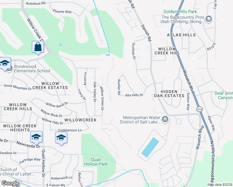 map of restaurants, bars, coffee shops, grocery stores, and more near 8772 Rustler Road in Sandy
