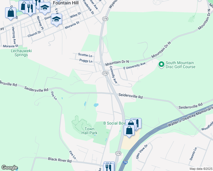 map of restaurants, bars, coffee shops, grocery stores, and more near 3778 Old Philadelphia Pike in Bethlehem