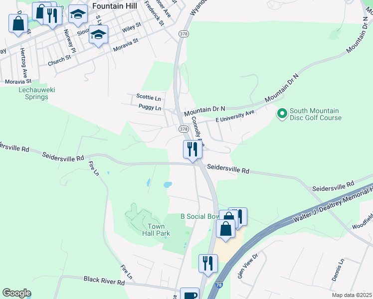 map of restaurants, bars, coffee shops, grocery stores, and more near 3778 Old Philadelphia Pike in Bethlehem