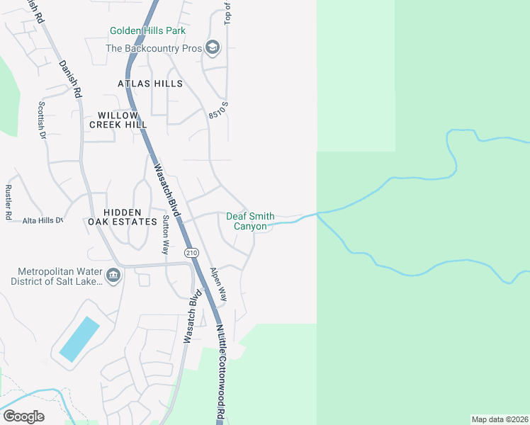 map of restaurants, bars, coffee shops, grocery stores, and more near 8800 Kings Hill Drive in Cottonwood Heights