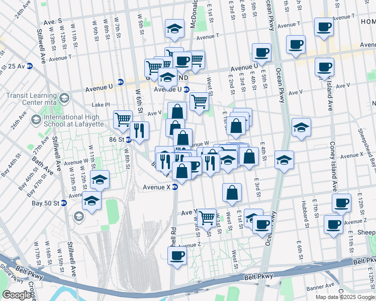 map of restaurants, bars, coffee shops, grocery stores, and more near 6 Stryker Court in Brooklyn