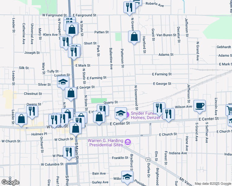 map of restaurants, bars, coffee shops, grocery stores, and more near 233 Ballentine Avenue in Marion