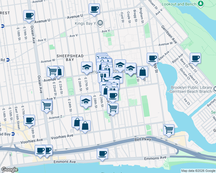 map of restaurants, bars, coffee shops, grocery stores, and more near in Brooklyn