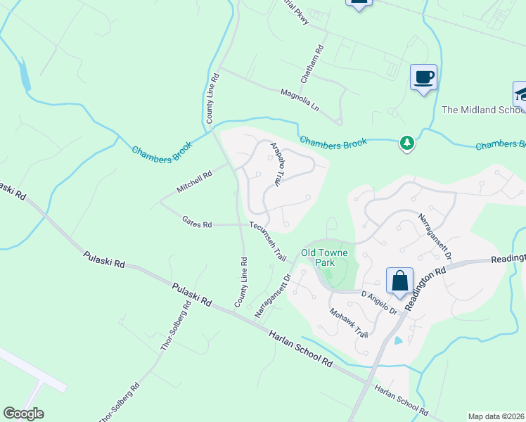 map of restaurants, bars, coffee shops, grocery stores, and more near 124 Arapaho Trail in Somerville