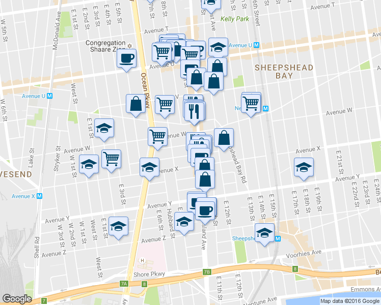 map of restaurants, bars, coffee shops, grocery stores, and more near 75 Lancaster Avenue in Brooklyn