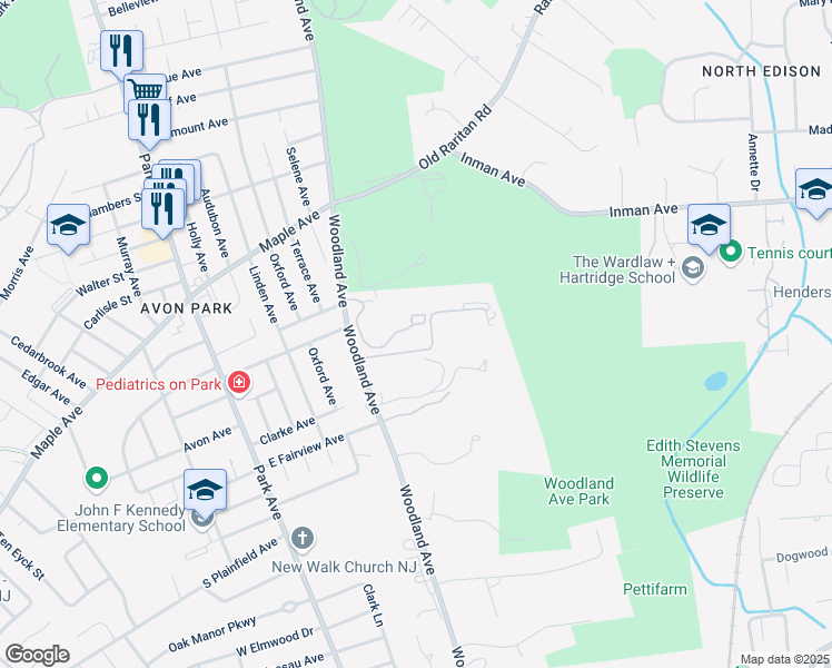 map of restaurants, bars, coffee shops, grocery stores, and more near 72 Giggleswick Way in Edison