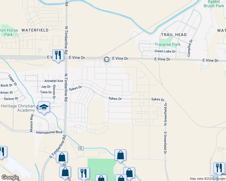 map of restaurants, bars, coffee shops, grocery stores, and more near 2939 Supercub Lane in Fort Collins