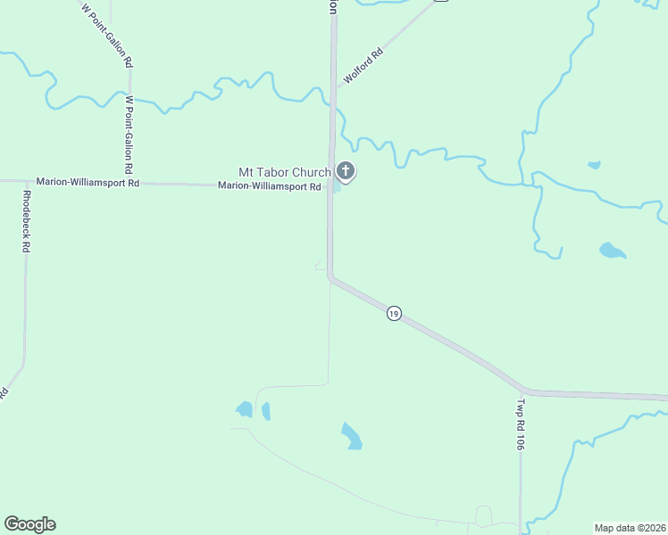 map of restaurants, bars, coffee shops, grocery stores, and more near 6519 Ohio 19 in Mount Gilead