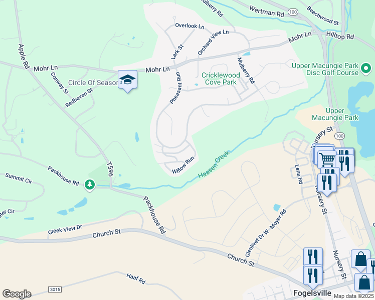 map of restaurants, bars, coffee shops, grocery stores, and more near 8312 Countryside Lane in Fogelsville
