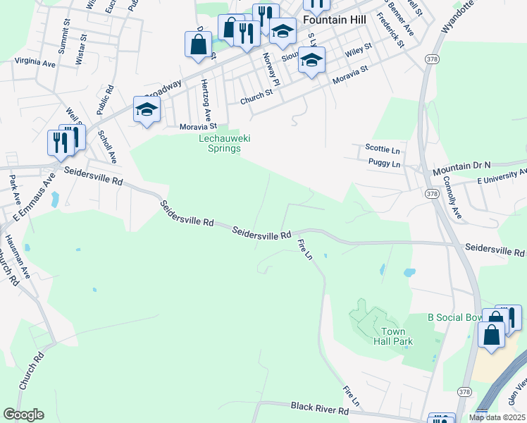 map of restaurants, bars, coffee shops, grocery stores, and more near 720 Gottwald Drive in Bethlehem