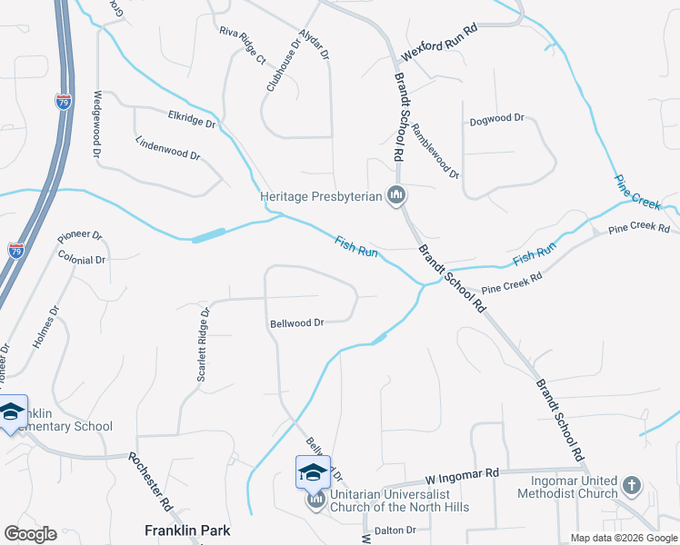 map of restaurants, bars, coffee shops, grocery stores, and more near 2437 Bellwood Drive in Pittsburgh