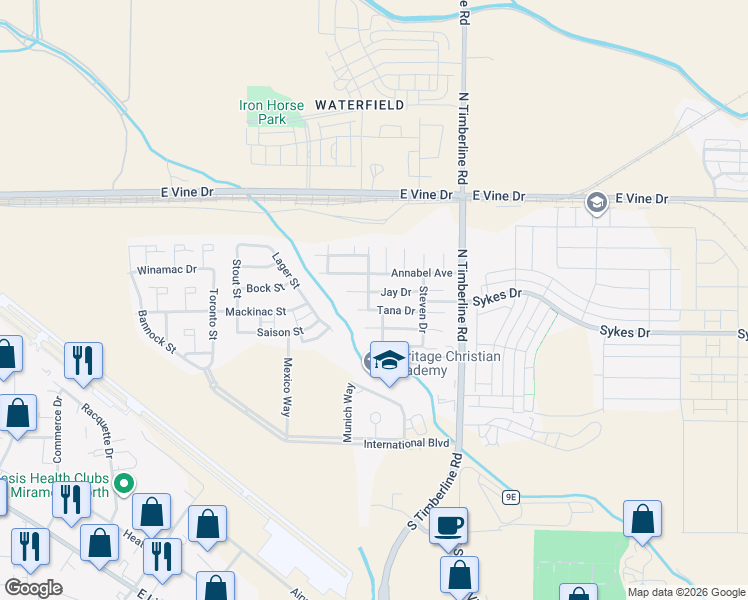 map of restaurants, bars, coffee shops, grocery stores, and more near 401 North Timberline Road in Fort Collins