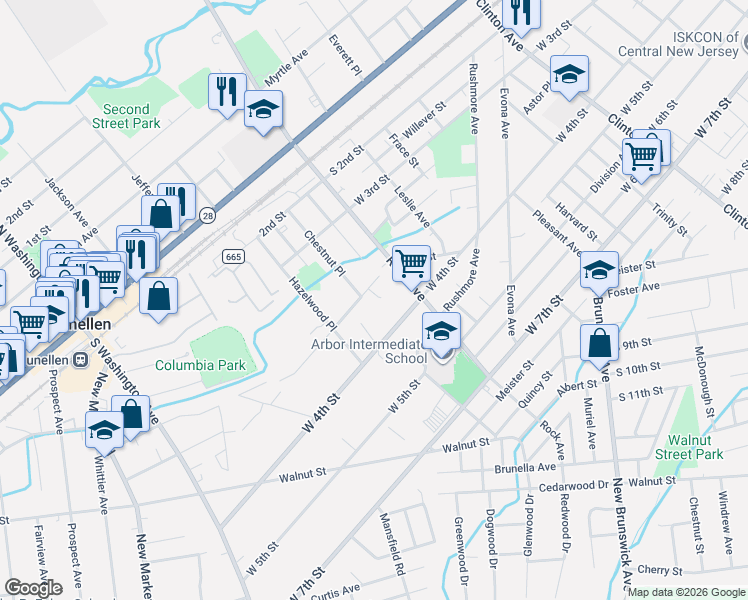 map of restaurants, bars, coffee shops, grocery stores, and more near 4 Richard Terrace in Piscataway