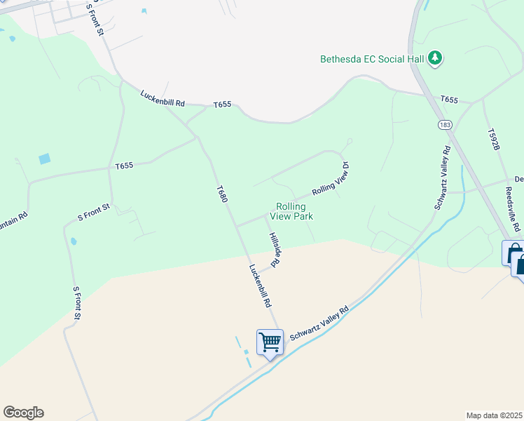 map of restaurants, bars, coffee shops, grocery stores, and more near 34 Rolling View Drive in Schuylkill Haven