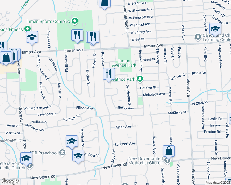 map of restaurants, bars, coffee shops, grocery stores, and more near 16 Independence Drive in Edison