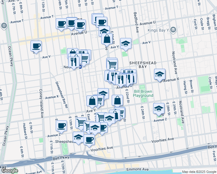 map of restaurants, bars, coffee shops, grocery stores, and more near in Brooklyn
