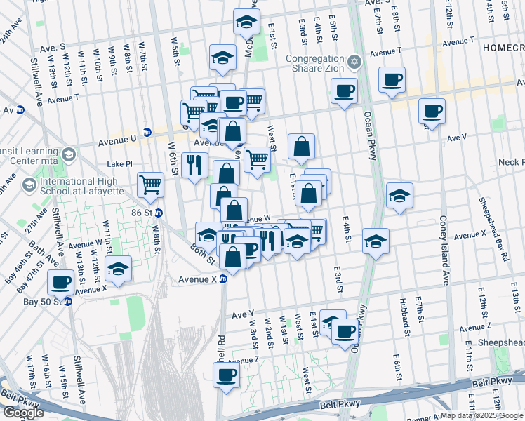 map of restaurants, bars, coffee shops, grocery stores, and more near 37 Stryker Street in Brooklyn