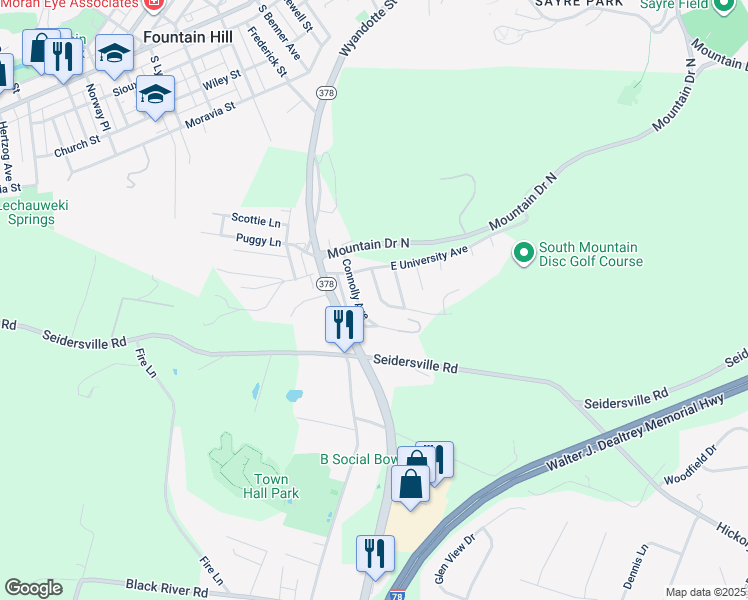 map of restaurants, bars, coffee shops, grocery stores, and more near 2188 Kistler Avenue in Bethlehem