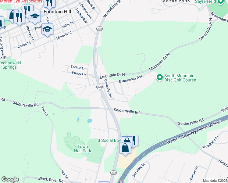 map of restaurants, bars, coffee shops, grocery stores, and more near 2188 Kistler Avenue in Bethlehem