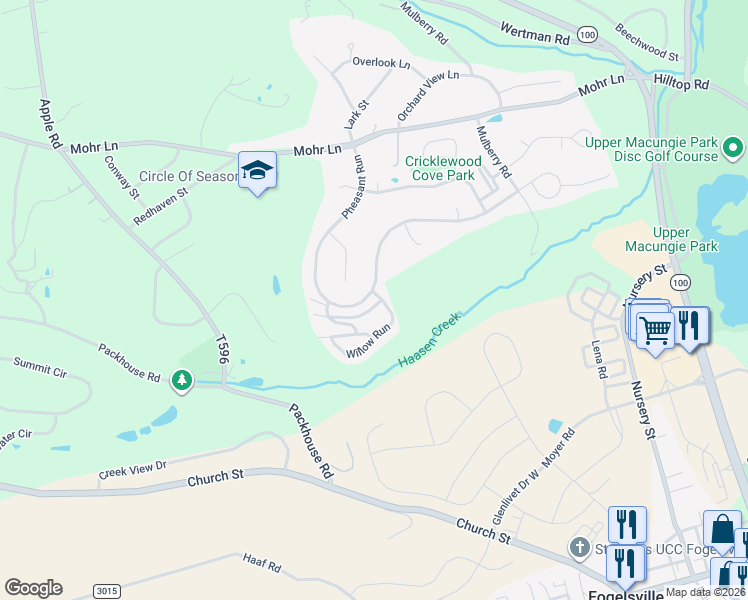 map of restaurants, bars, coffee shops, grocery stores, and more near 8309 Countryside Lane in Fogelsville