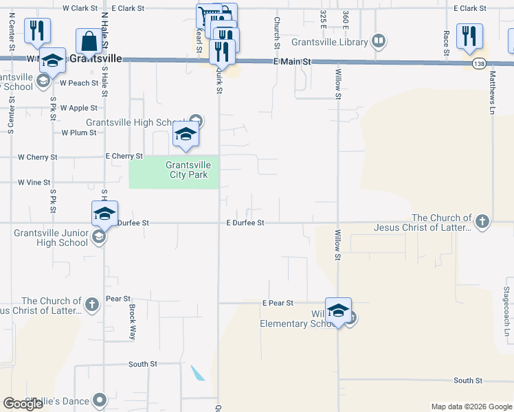 map of restaurants, bars, coffee shops, grocery stores, and more near 277 Holden Lane in Grantsville