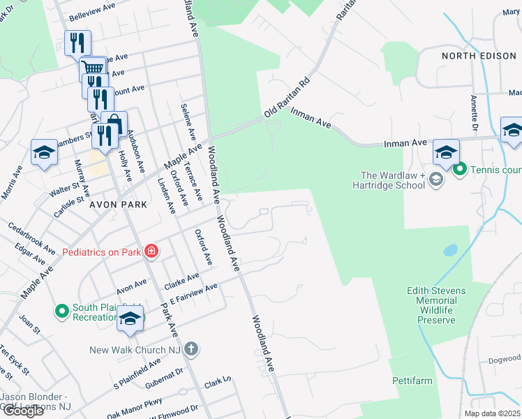 map of restaurants, bars, coffee shops, grocery stores, and more near 72 Giggleswick Way in Edison