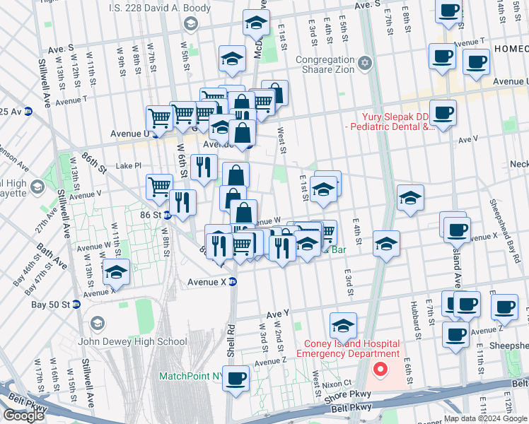 map of restaurants, bars, coffee shops, grocery stores, and more near 37 Stryker Street in Brooklyn